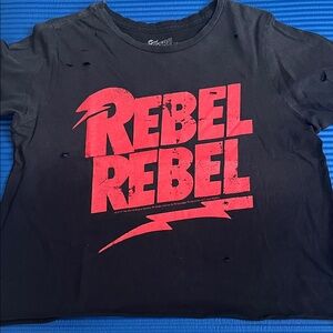 Original Retro Brand Black Tee with Red "Rebel Rebel" Graphic
